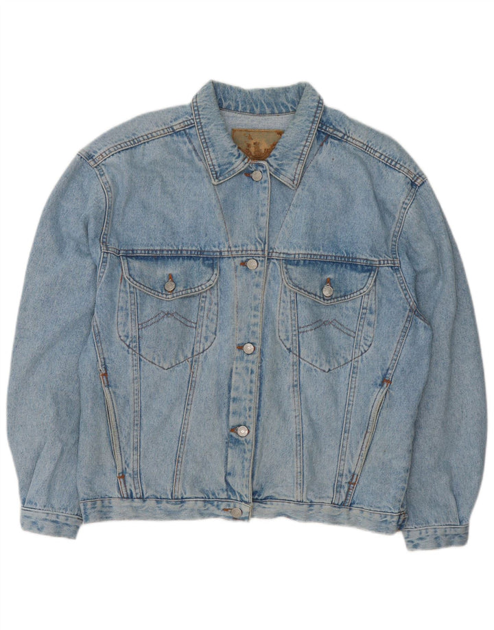 VINTAGE Chaqueta vaquera de gran tamaño para mujer Reino Unido 16 Algodón azul grande