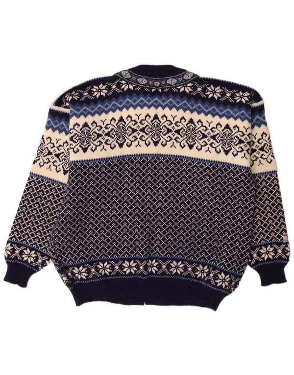 Nordstrikk Suéter tipo cárdigan de ajuste regular para hombre XL Azul marino Fair Isle