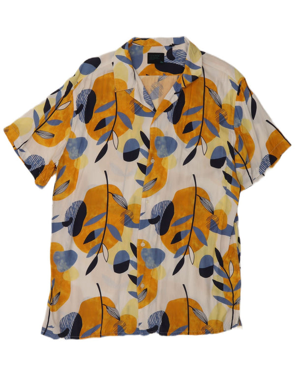 Camisa vintage de manga corta para hombre 2XL Viscosa floral multicolor