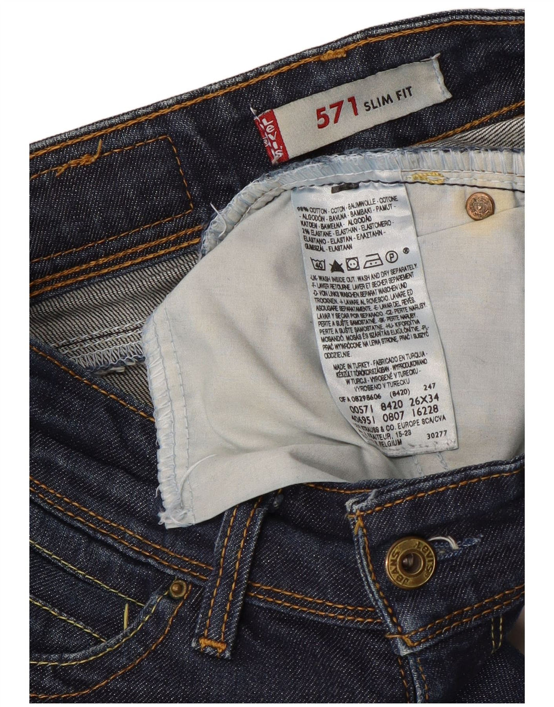 LEVI'S Vaqueros Slim 571 para Mujer W26 L34 Azul Marino