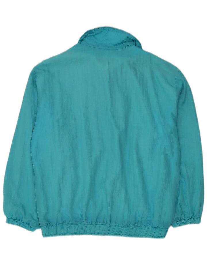 Vintage hombres chándal chaqueta superior XL turquesa colorblock rayón