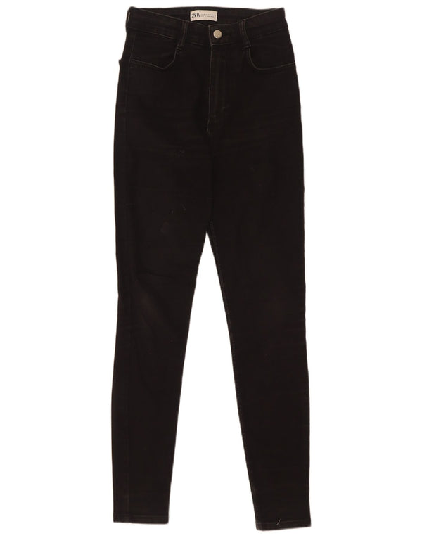 Zara Vaqueros pitillo de talle alto para mujer EU 36 XS W26 L29 Negro