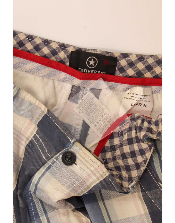 Pantalones cortos chinos Converse para hombre medianos W32 algodón a cuadros azul marino