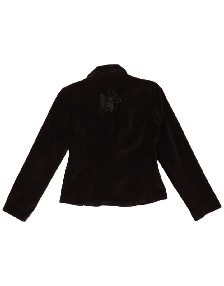 AMISU Chaqueta tipo blazer de terciopelo con 1 botón para mujer EU 38 Mediana Algodón negro