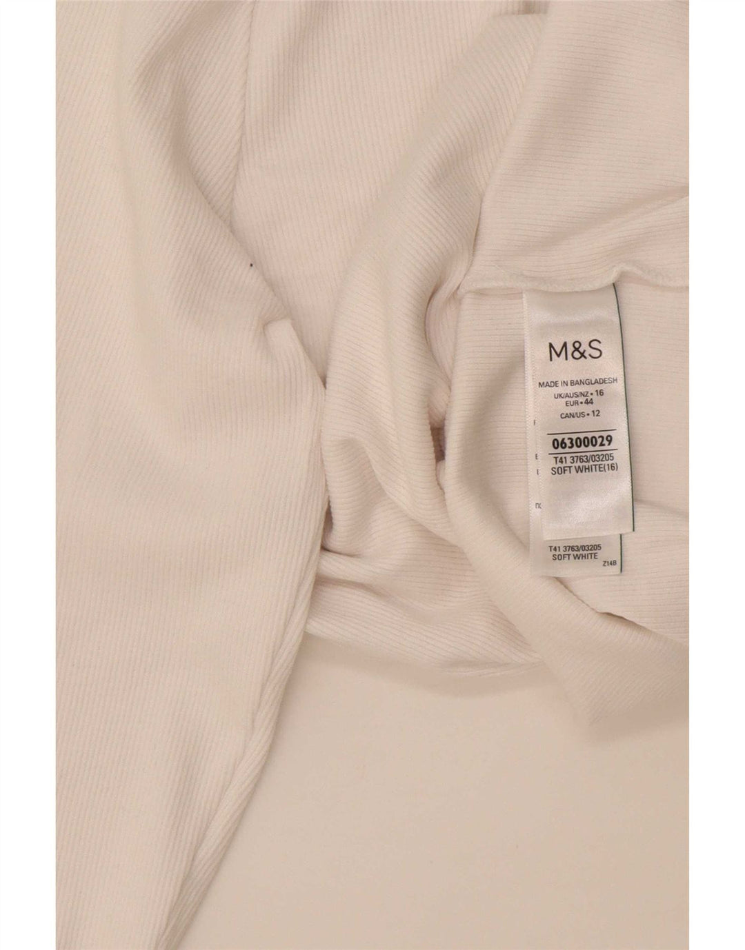 Marks & Spencer Camiseta de manga larga para mujer UK 46 Grande Algodón blanco