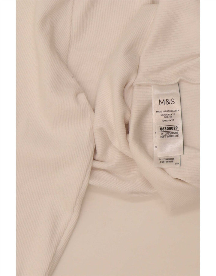 Marks & Spencer Camiseta de manga larga para mujer UK 46 Grande Algodón blanco