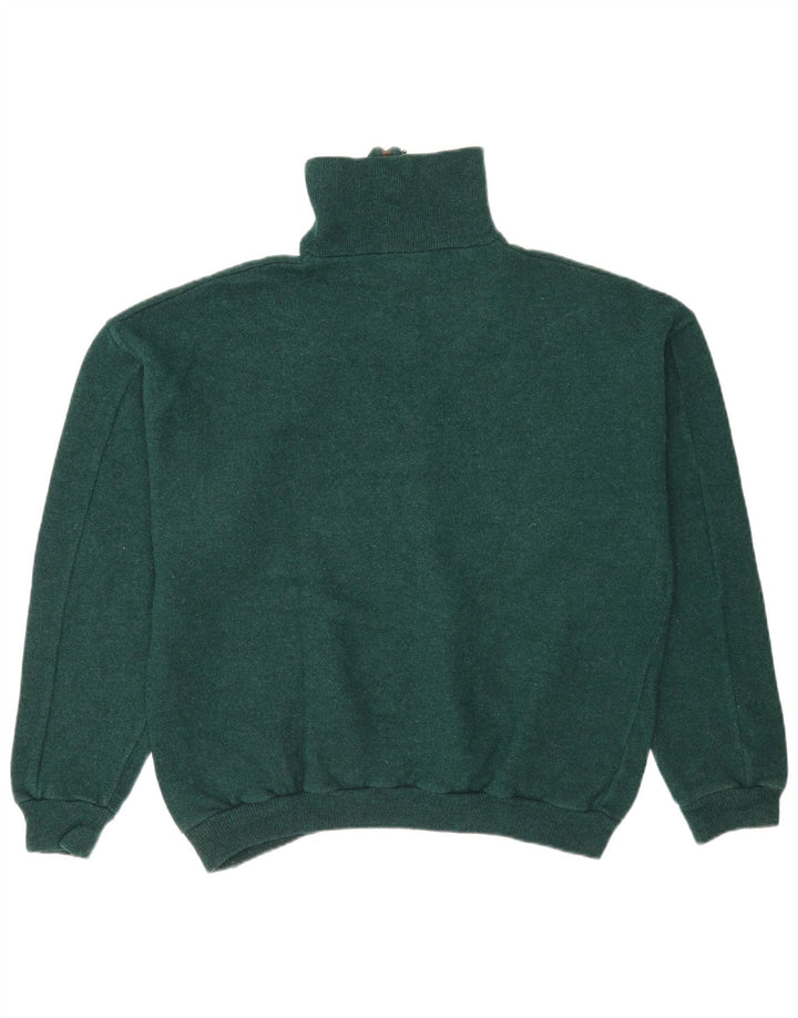 Vintage hombres gráfico cremallera cuello jersey suéter grande verde