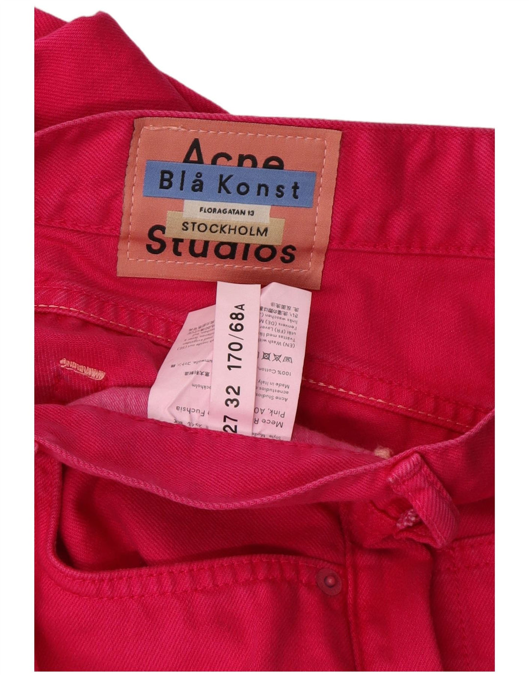 Vaqueros rectos de cintura alta para mujer Acne Studios W27 L27 Algodón rosa