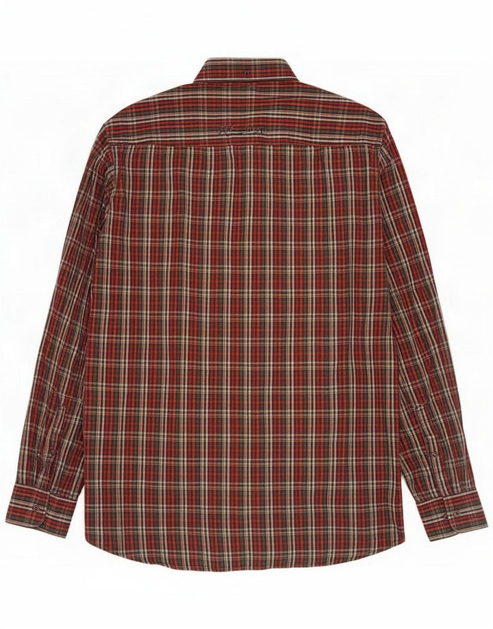 Camisa Camel Active para hombre Algodón a cuadros rojo mediano