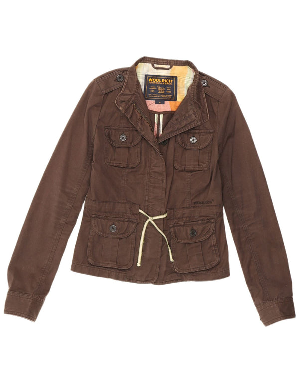 Woolrich Chaqueta militar para mujer UK 8 Small Marrón Algodón
