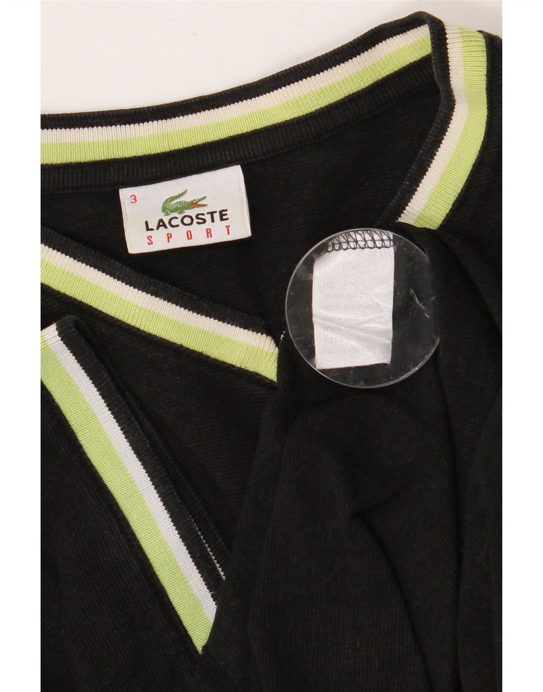 LACOSTE Camiseta para hombre Talla superior 3 Pequeño Algodón negro