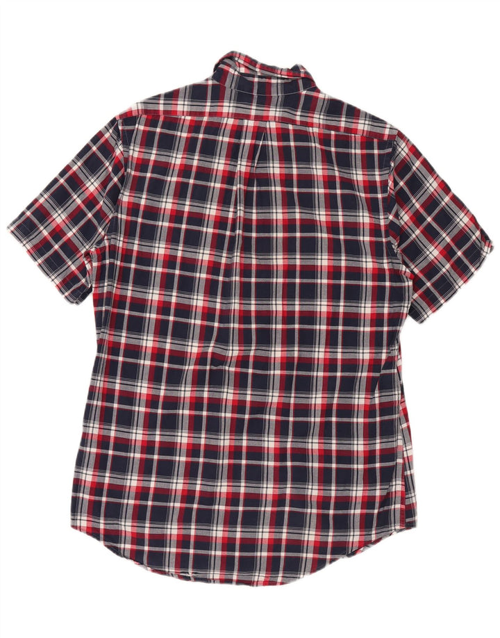 Brooks Brothers Camisa de manga corta Regent para hombre, cuadros azul marino mediano
