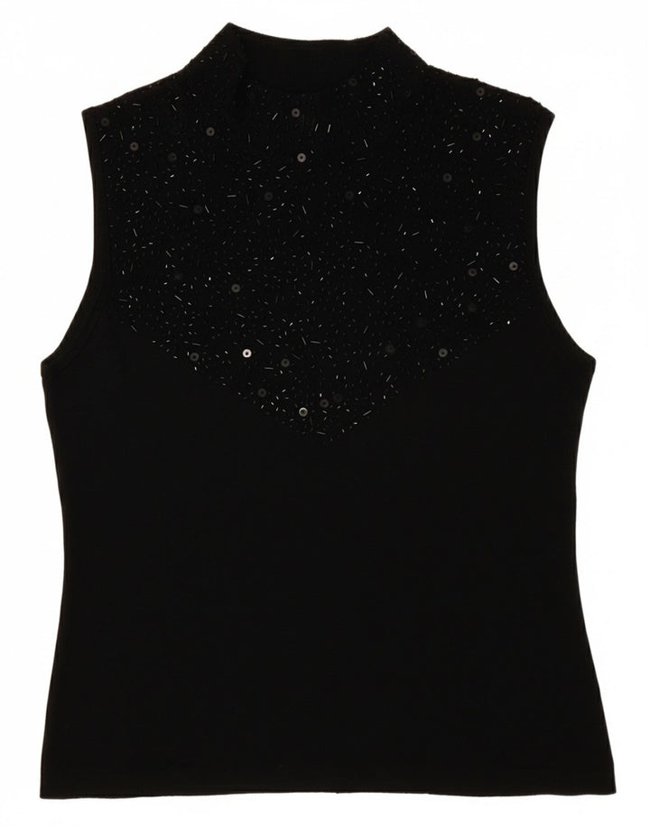 SKY DESIGN Blusa sin mangas para mujer US 2 XS Rayón negro