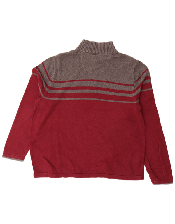 Eddie Bauer Jersey De Cuello Con Cremallera Para Hombre XL Granate Colorblock Algodón