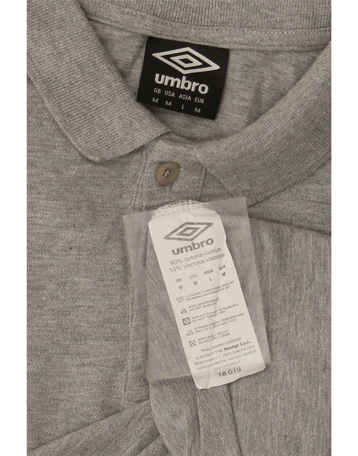UMBRO Polo de manga larga para hombre de algodón gris medio