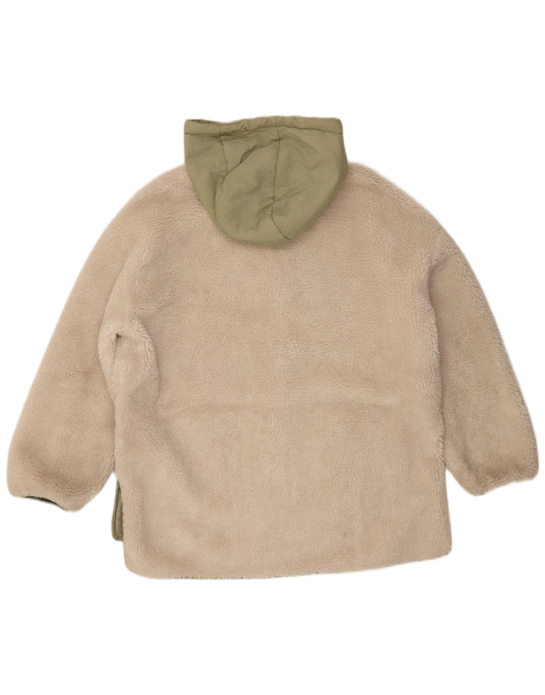 Zara Chaqueta cortavientos con capucha de gran tamaño para mujer UK 10 Small Beige
