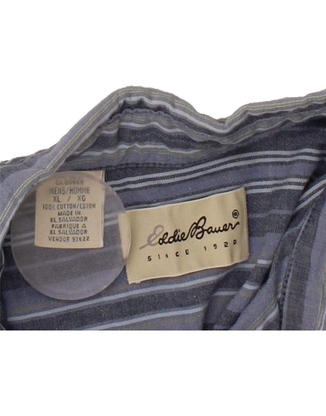 EDDIE BAUER Mens Short Sleeve Shirt XL Blue Striped Cotton Vintage Eddie Bauer and Second-Hand Eddie Bauer from Messina Hembry 