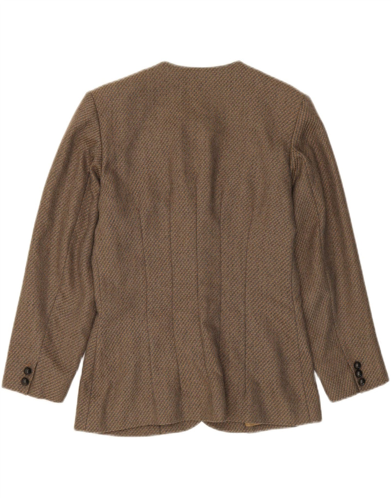 CACHAREL Womens 3/4 Sleeve Blazer Jacket IT 40 Small Brown Virgin Wool Vintage Cacharel and Second-Hand Cacharel from Messina Hembry 