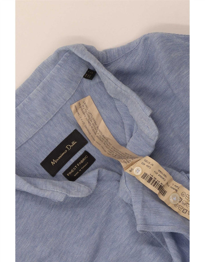 Camisa Massimo Dutti Hombre Large Azul Algodón