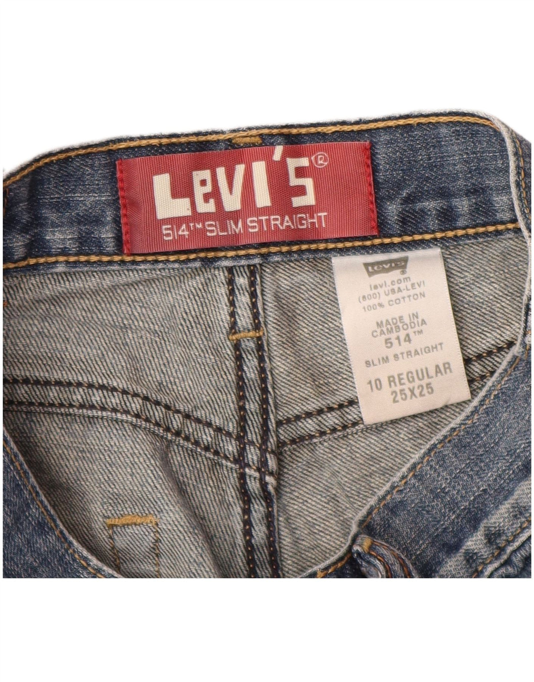 LEVI'S Vaqueros rectos ajustados 514 para niños 9-10 años W25 L25 Algodón azul