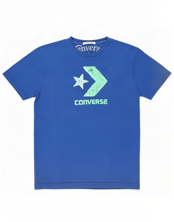 Converse Camiseta gráfica para mujer Top UK 10 Small Blue Cotton