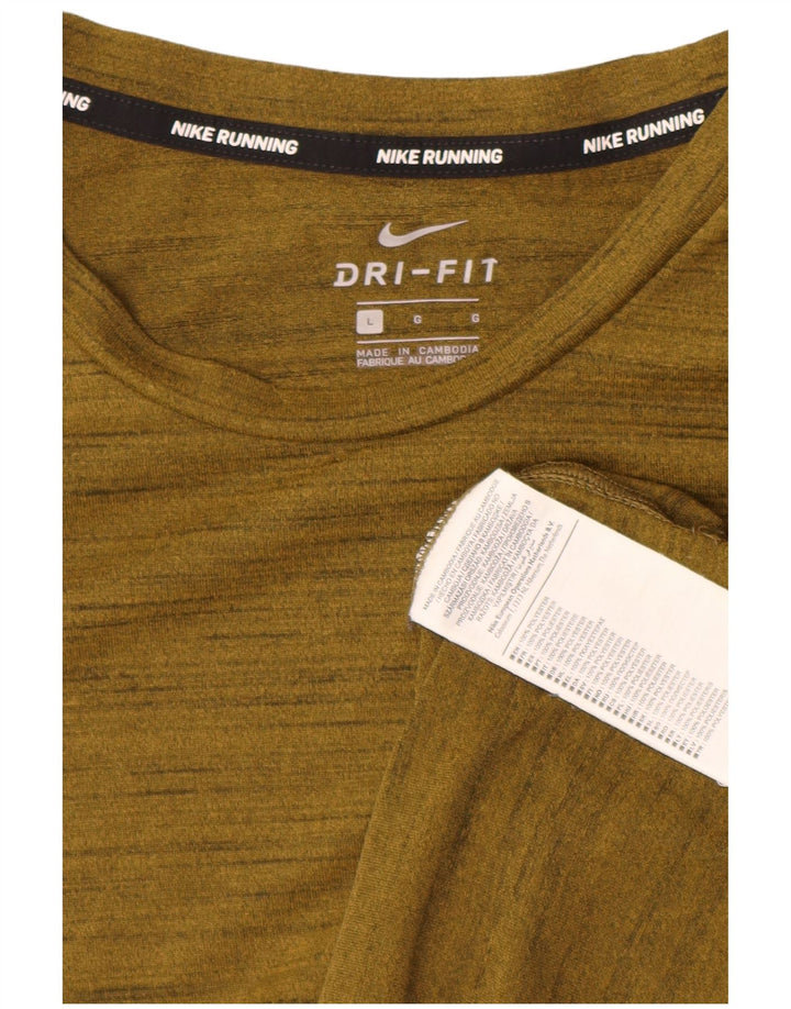 NIKE Camiseta Dri Fit para Hombre Top Grande de poliéster moteado en Caqui