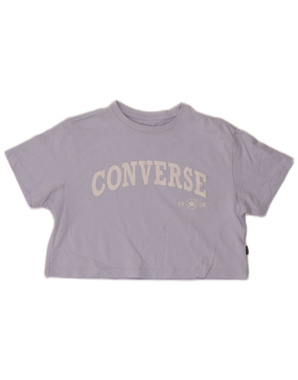 Converse Mujer Crop Oversize Graphic Camiseta Top UK 6 XS Púrpura
