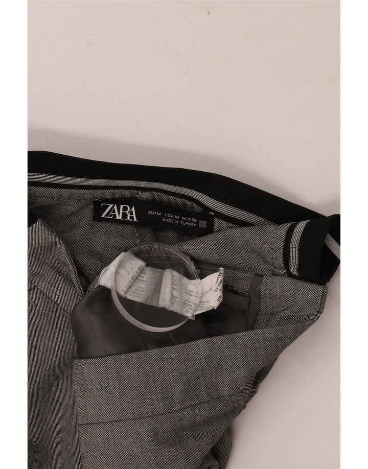 Zara Mujer Pantalón Traje Recto Mediano W28 L27 Gris Poliéster