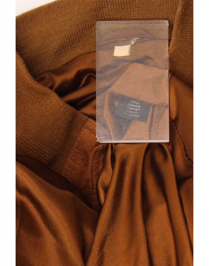Vintage hombres ante bomber chaqueta IT 55 2XL cuero marrón