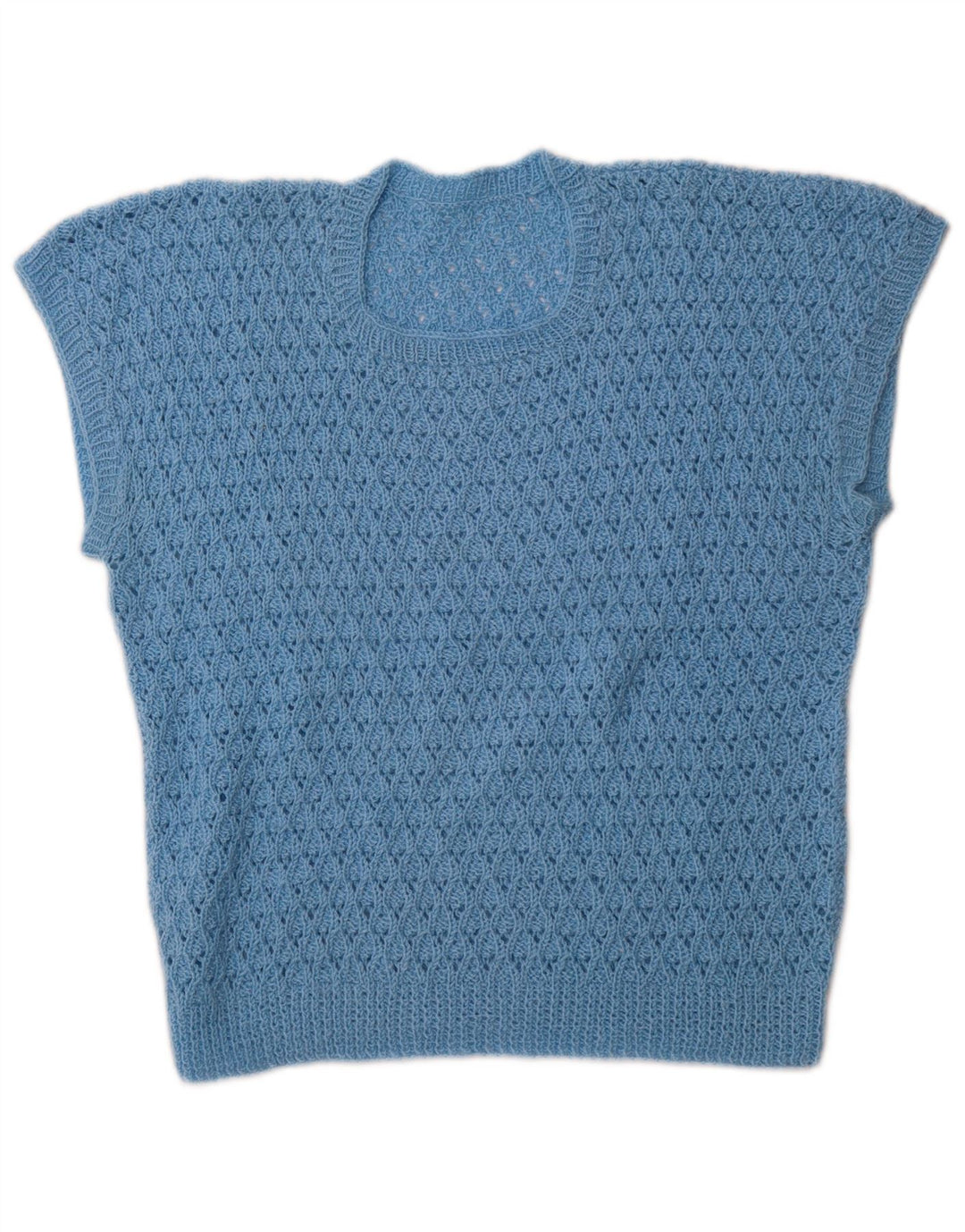 VINTAGE Chaleco de mujer Camiseta sin mangas Reino Unido 14 Azul medio