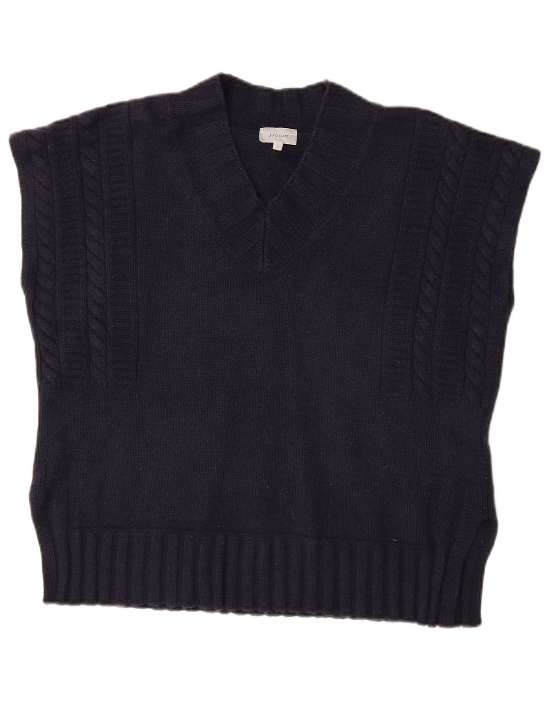 JIGSAW Camiseta sin mangas para mujer de gran tamaño UK 10 Small Navy Blue Wool