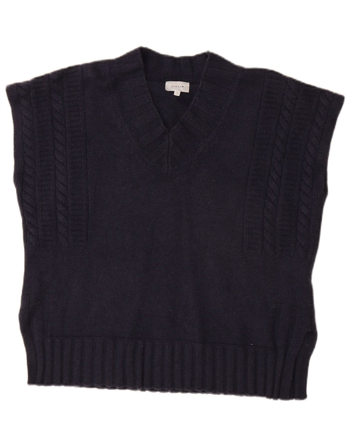 JIGSAW Camiseta sin mangas para mujer de gran tamaño UK 10 Small Navy Blue Wool