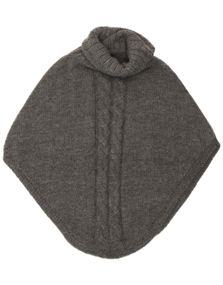 Vintage mujer Poncho Jumper un tamaño gris
