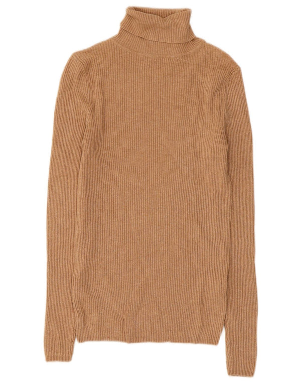 Marks & Spencer Womens Roll Neck Jumper Sweater UK 10 Small Brown Viscose