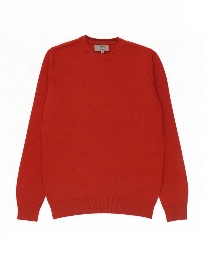 Marks & Spencer - Jersey de cuello redondo para hombre, talla pequeña, algodón naranja