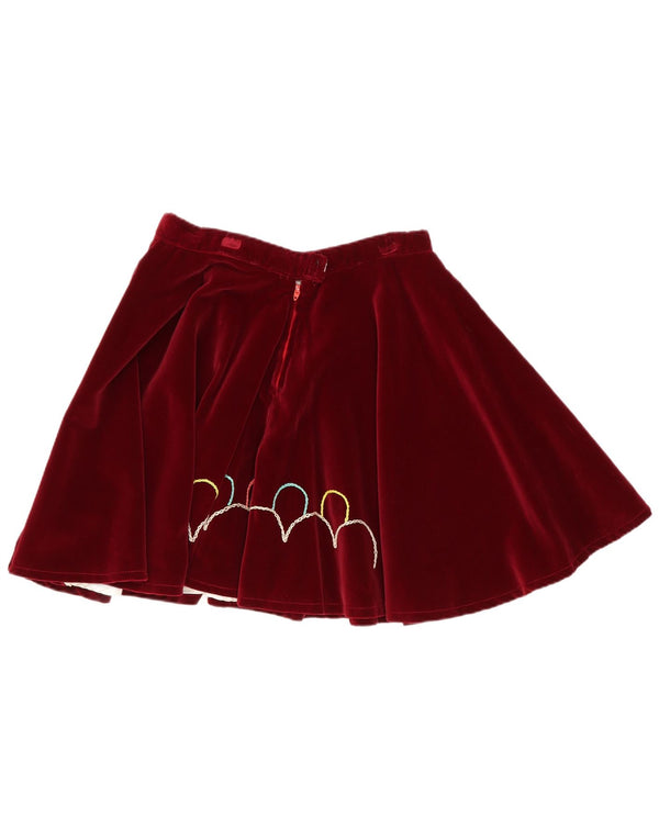 Vintage mujer círculo falda W25 XS rojo geométrico retro