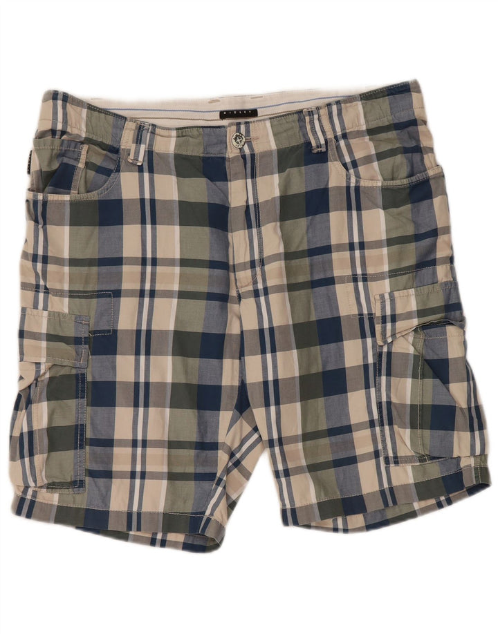 Sisley Shorts Cargo Hombre IT 50 Large W36 Algodón A Cuadros Multicolor