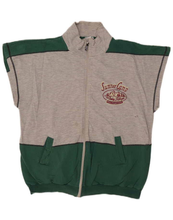 Chaqueta superior de chándal sin mangas para hombre Active 2XL Algodón gris con bloques de color