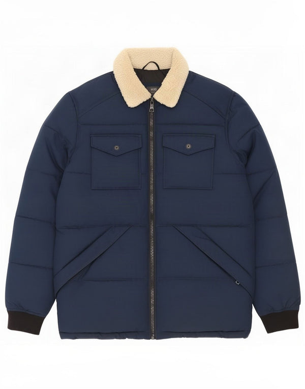 Marks & Spencer Chaqueta acolchada para hombre UK 38 Medium Azul marino Colorblock