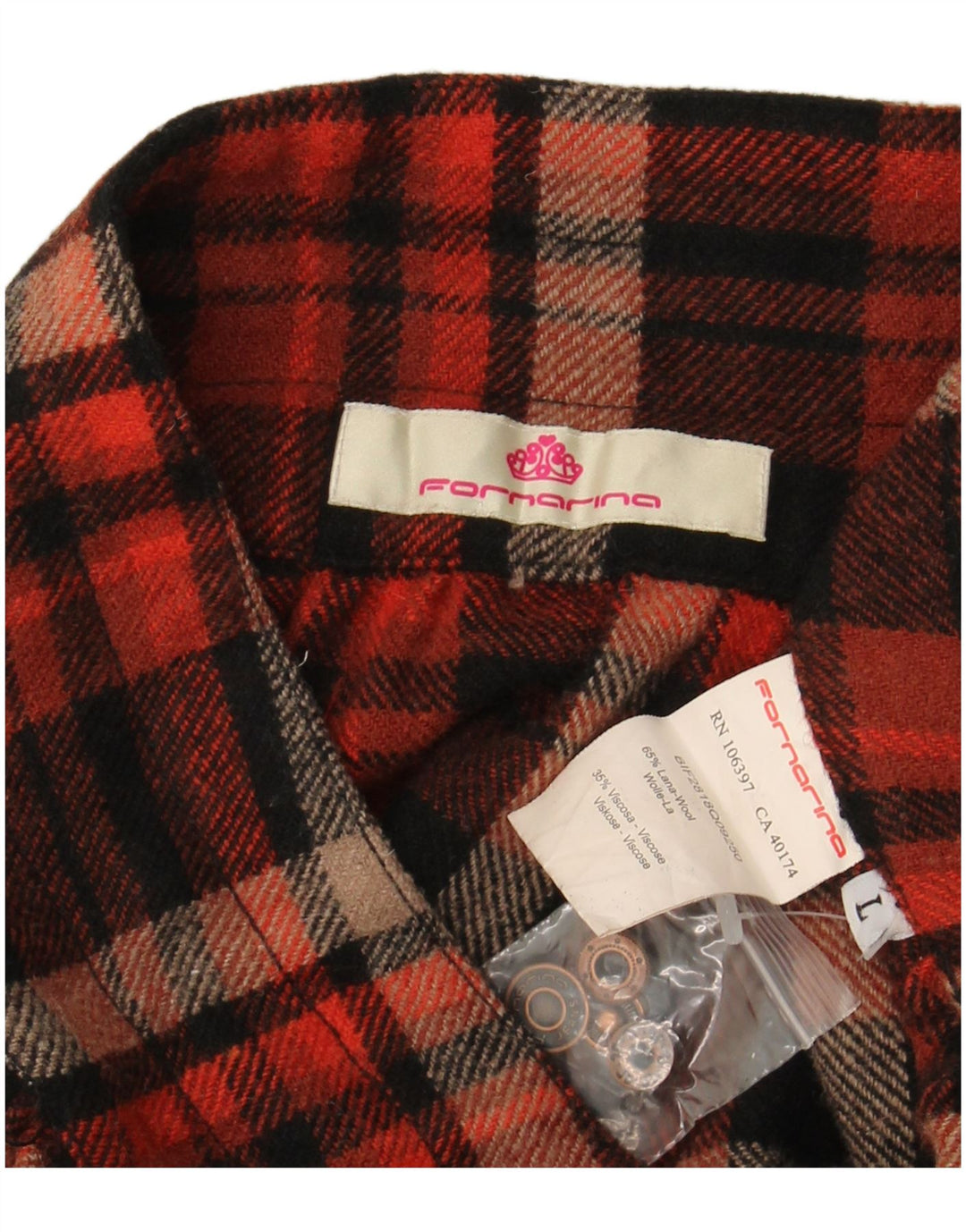 FORNARINA Falda Burbuja Mujer Grande W34 Lana A Cuadros Multicolor