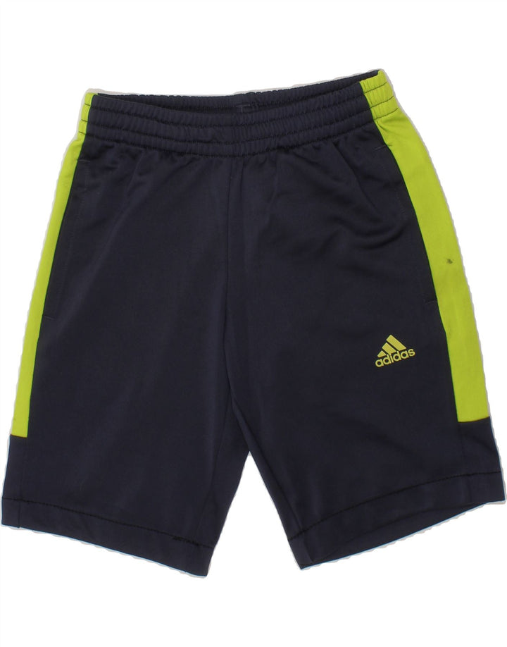 ADIDAS Boys Sport Shorts 7-8 Years  Navy Blue Colourblock Polyester Vintage Adidas and Second-Hand Adidas from Messina Hembry 