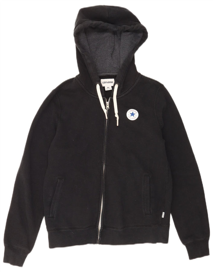 Converse Sudadera con capucha y cremallera para mujer UK 14 Mediana Algodón negro