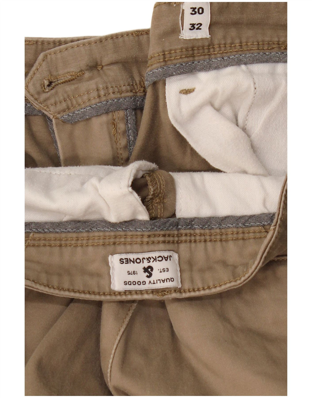 JACK & JONES Pantalón chino recto para hombre W30 L32 Algodón beige