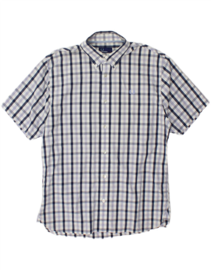 Fred Perry Camisa De Manga Corta Para Hombre De Algodón Con Cuadros Multicolores Grandes
