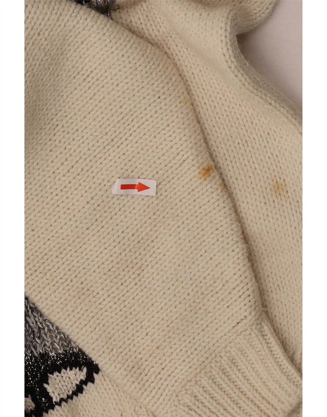 Vintage mujer botón cuello jersey suéter Reino Unido 16 grande blanco apagado
