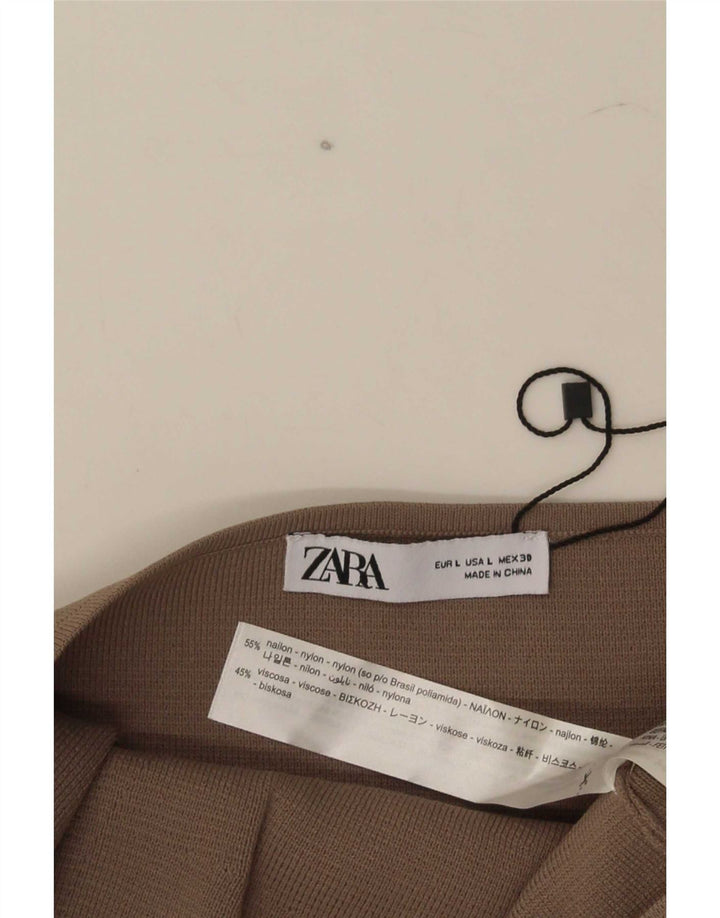 Zara Top corto sin tirantes para mujer UK 44 Large Nylon marrón