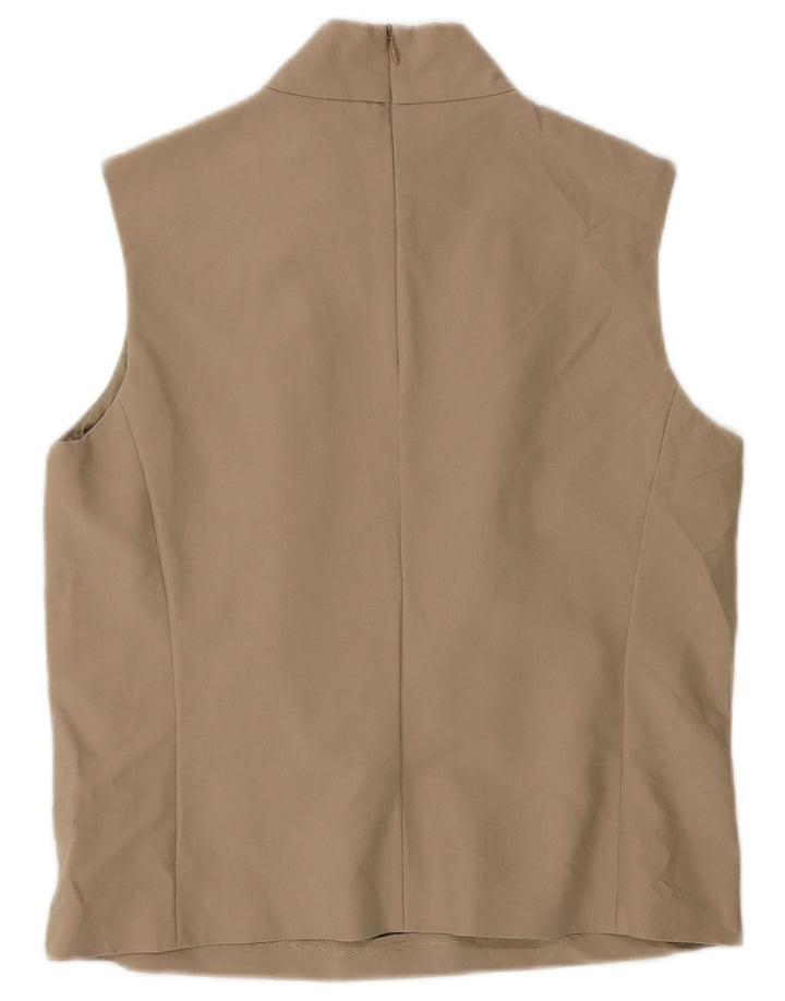 Max Mara Blusa sin mangas para mujer UK 10 Small Beige Cotton