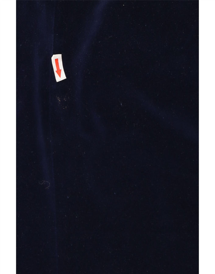 Vintage hombres 2 botones terciopelo Blazer chaqueta IT 46 pequeño algodón azul marino