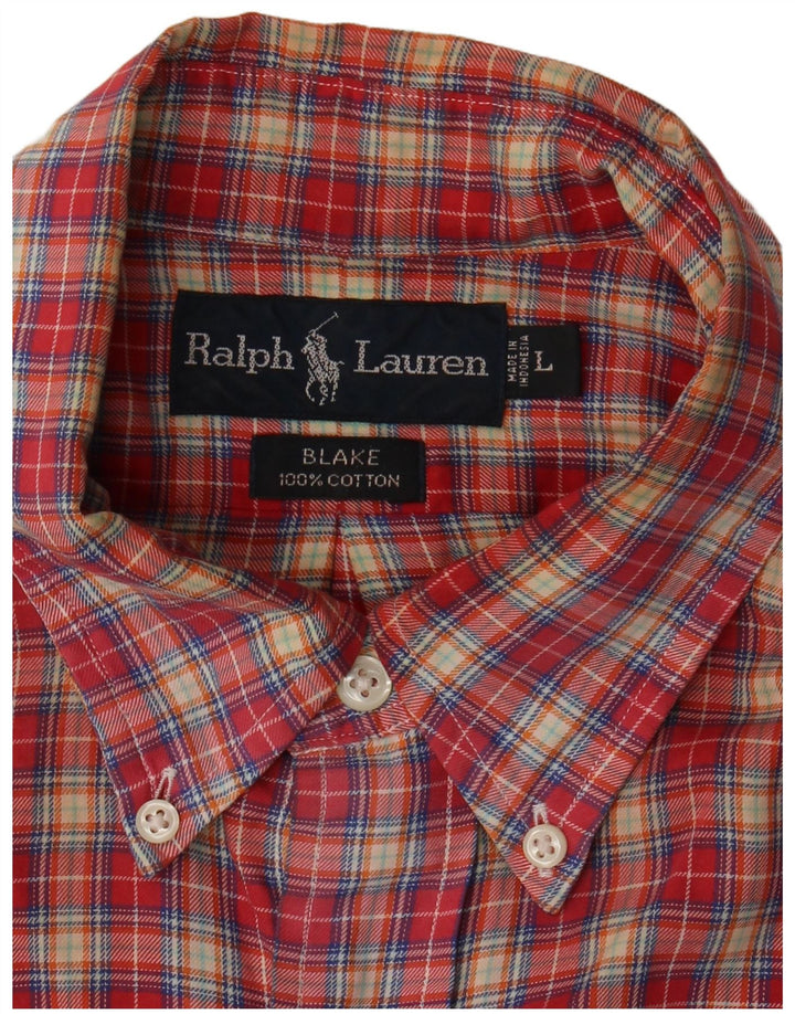 RALPH LAUREN Camisa de franela holgada Blake para hombre Algodón a cuadros rojos grandes