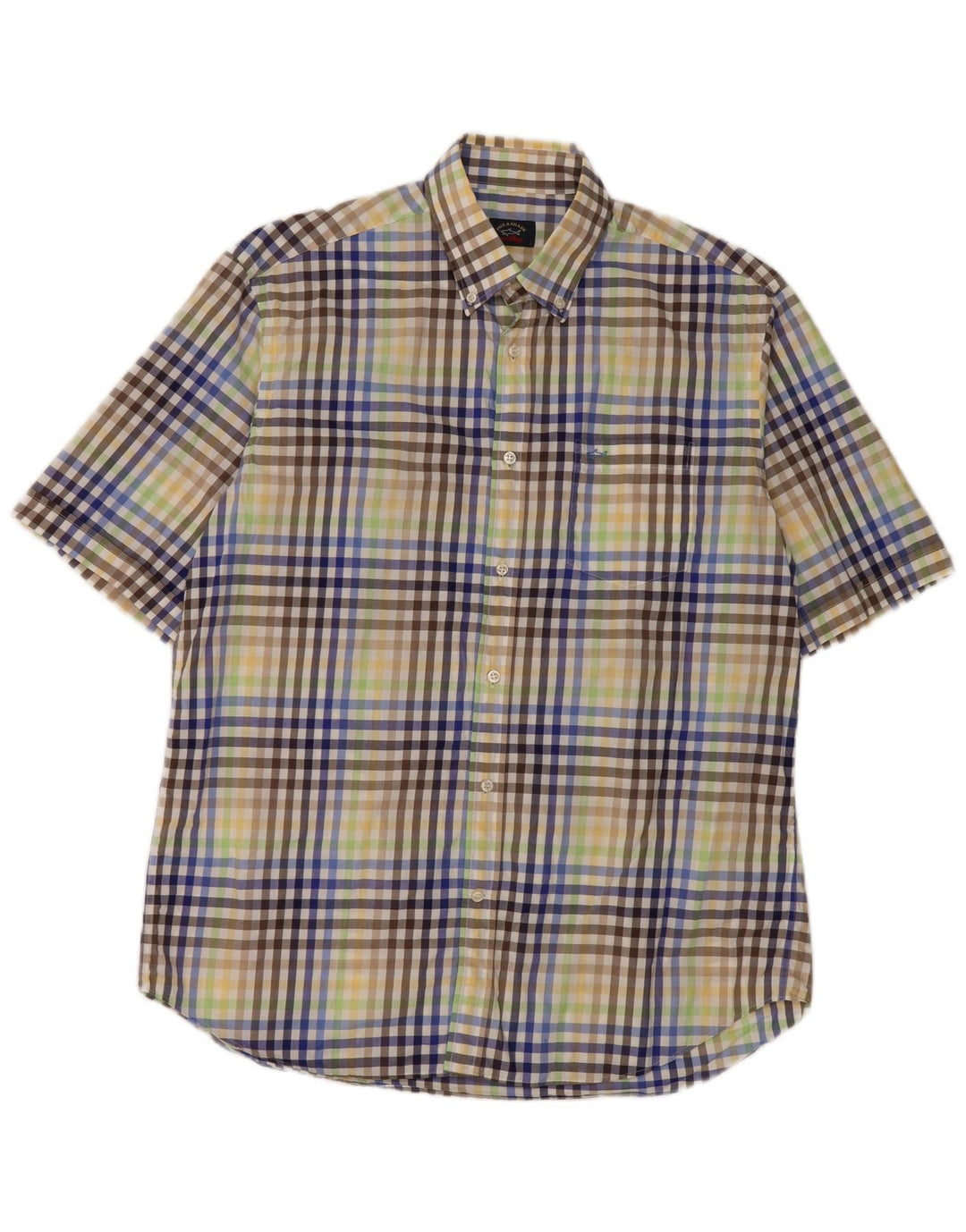 Paul & Shark Camisa De Manga Corta Para Hombre De Algodón Con Cuadros Multicolores